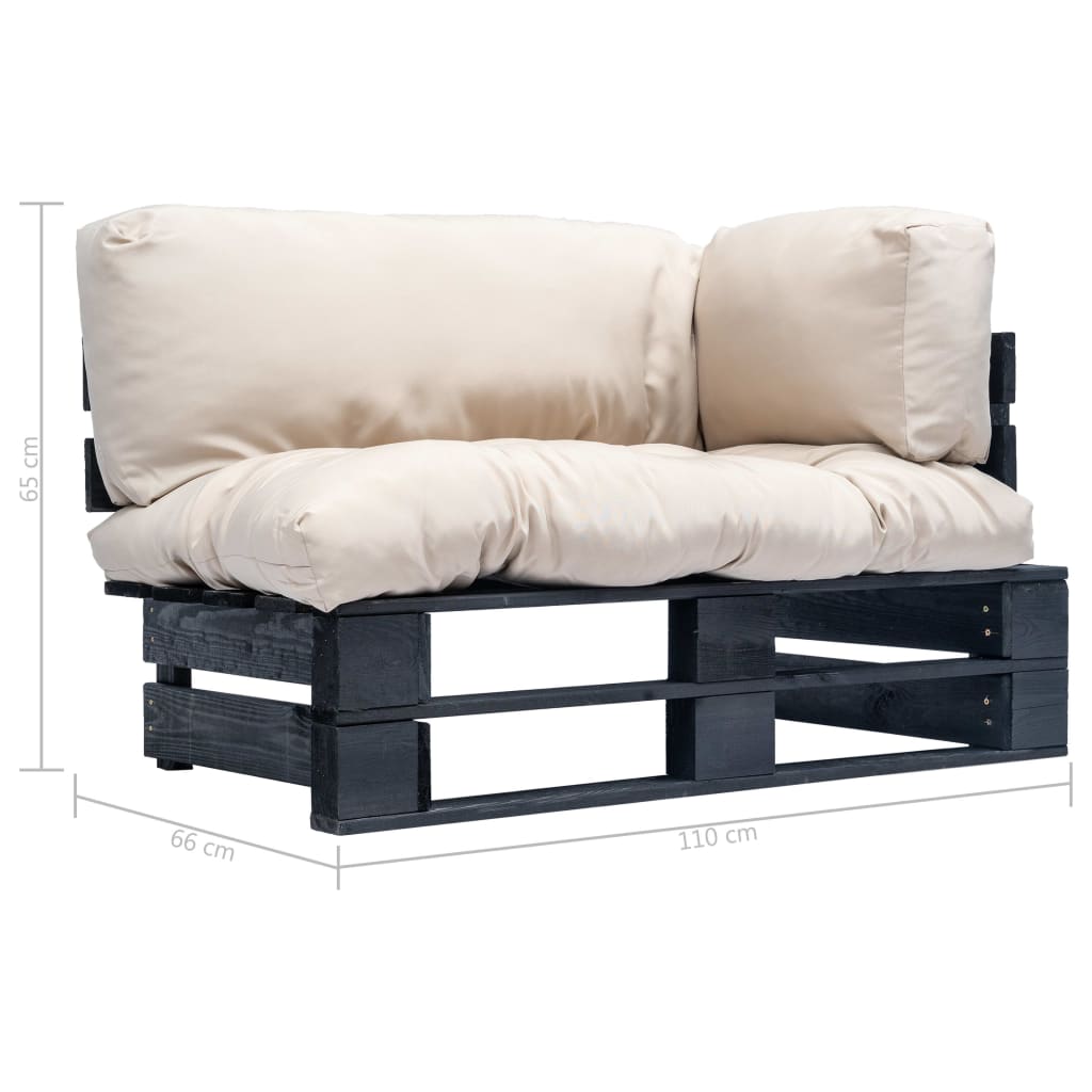 vidaXL Outdoor-Sofa Paletten mit Kissen in Sandfarben Kiefernholz
