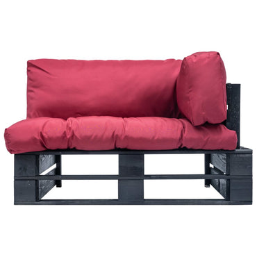 vidaXL Outdoor-Sofa Paletten mit Kissen in Rot Kiefernholz