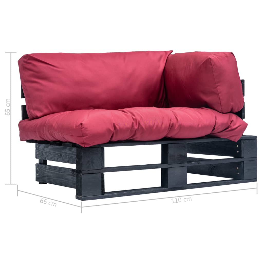 vidaXL Outdoor-Sofa Paletten mit Kissen in Rot Kiefernholz