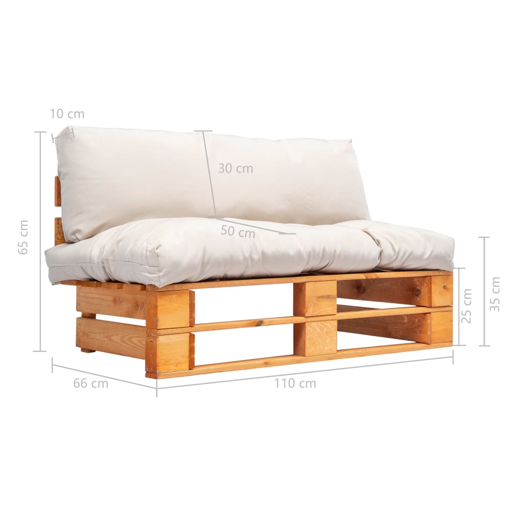 vidaXL Canapé d'extérieur de palettes avec coussins de couleur sable Bois de pin