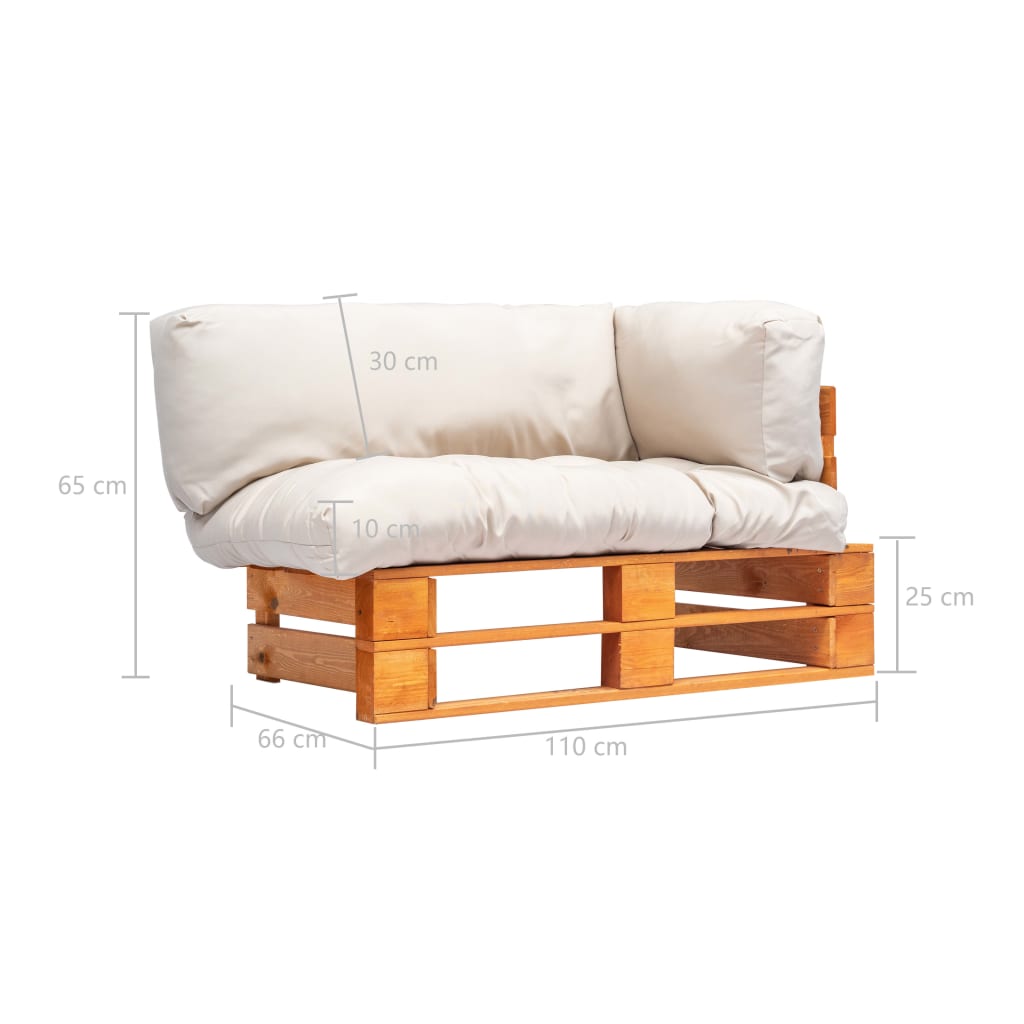 vidaXL Garten-Palettensofa mit Kissen in Sandfarben Kiefernholz
