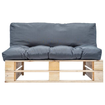 vidaXL Outdoor-Sofa Paletten mit Kissen in Grau Kiefernholz