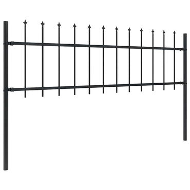 vidaXL Clôture de jardin avec lance en acier 537 x 60 cm Noir