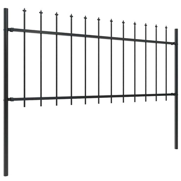 vidaXL Clôture de jardin avec lance en acier 537 x 80 cm noir