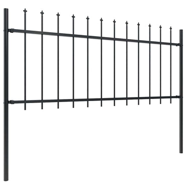 vidaXL Clôture de jardin avec pointes en lance Acier 892,5 x 80 cm Noir