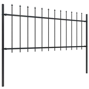 vidaXL Clôture de jardin avec têtes de lance Acier 1070 x 80 cm Noir