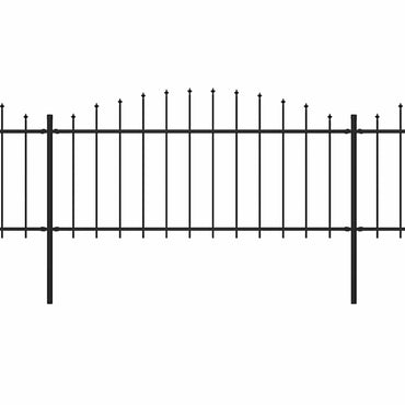 vidaXL Clôture de jardin en acier à lances (0,5 - 0,75) x 3,4 m Noir