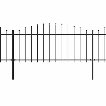vidaXL Clôture de jardin avec pointes en fer forgé Acier 714,5 x 75 cm Noir