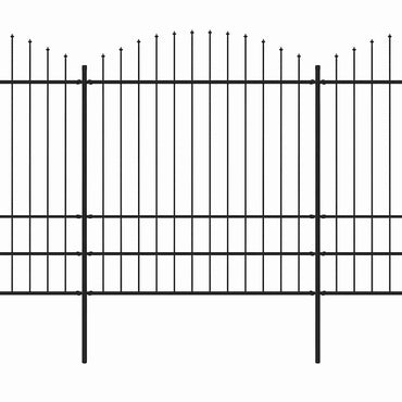 vidaXL Gartenzaun mit Speerspitze Stahl 359 x 200 cm Schwarz