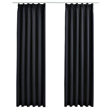 vidaXL Rideaux occultants avec crochets 2 pcs Noir 140x245 cm