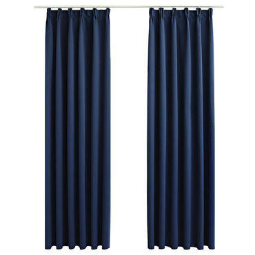 vidaXL Rideaux occultants à crochets 2 pcs Bleu 140x225 cm