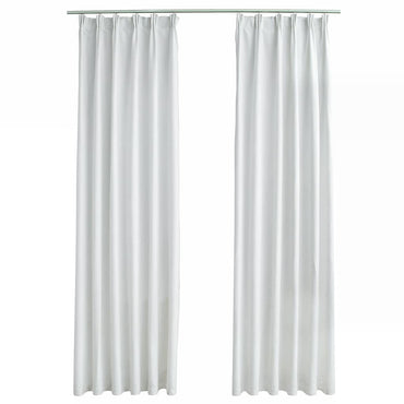 vidaXL Rideaux occultants avec crochets 2 pcs Blanc gris 140x225 cm