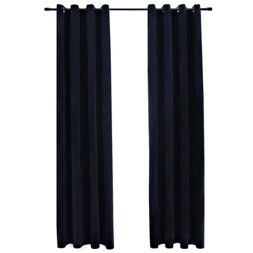 vidaXL Rideaux occultants à œillets 2 pcs Velours Noir 140x225 cm