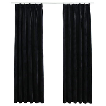 vidaXL Rideaux occultants à crochets 2 pcs Velours Noir 140x225 cm