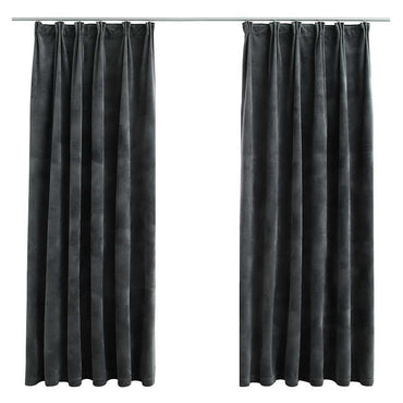 vidaXL Rideaux occultants avec crochets 2 pcs Velours anthracite 140x175 cm