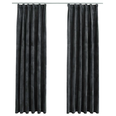 vidaXL Rideaux occultants avec crochets 2 pcs Velours anthracite 140x225 cm