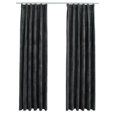 vidaXL Rideaux occultants avec crochets 2 pcs Velours Anthracite 140x245 cm