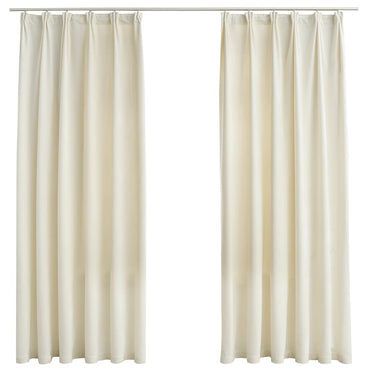 vidaXL Rideaux occultants avec crochets 2 pcs Velours Crème 140x175 cm