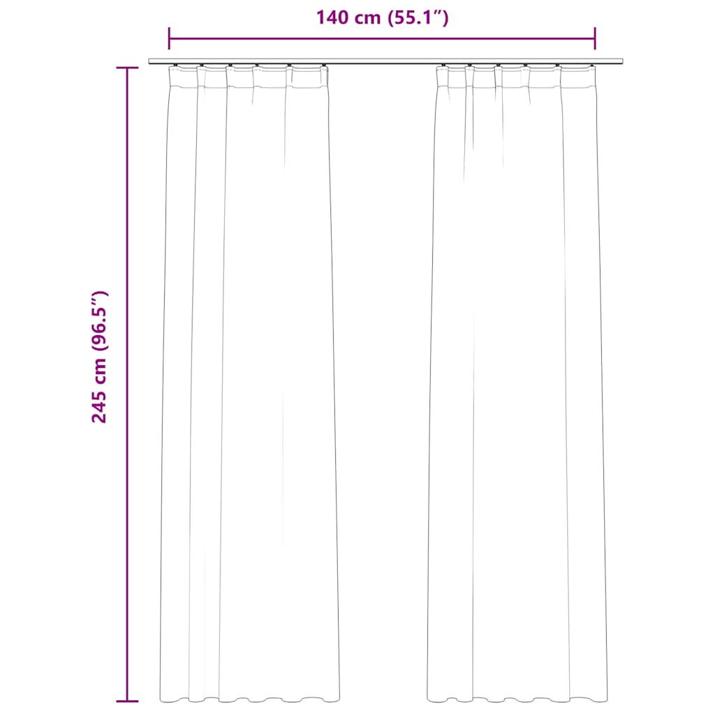 vidaXL Verdunkelungsvorhänge mit Haken 2 Stk. Samt Creme 140x245cm