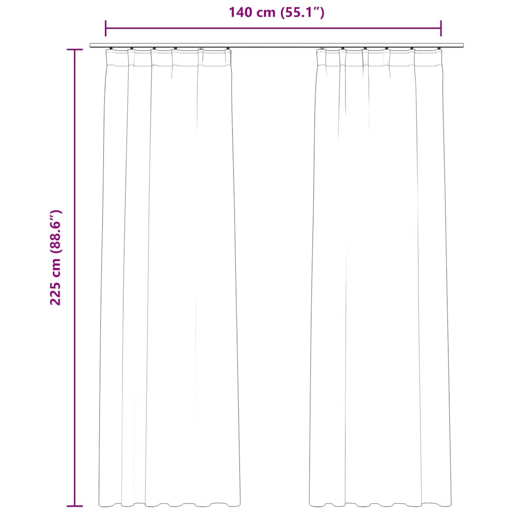 vidaXL Rideaux occultants à crochets 2 pcs Velours Vieux rose 140x225 cm