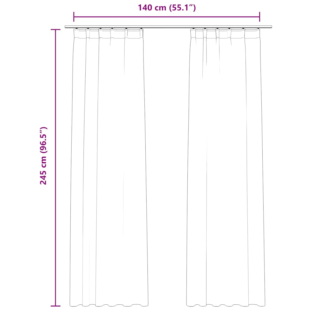 vidaXL Rideaux occultants crochets 2 pcs Velours Bleu foncé 140x245cm