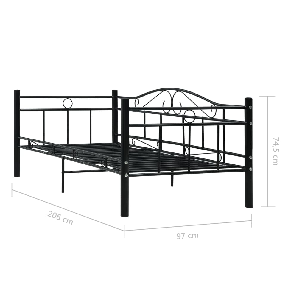 vidaXL Tagesbett-Rahmen Schwarz Metall 90×200 cm