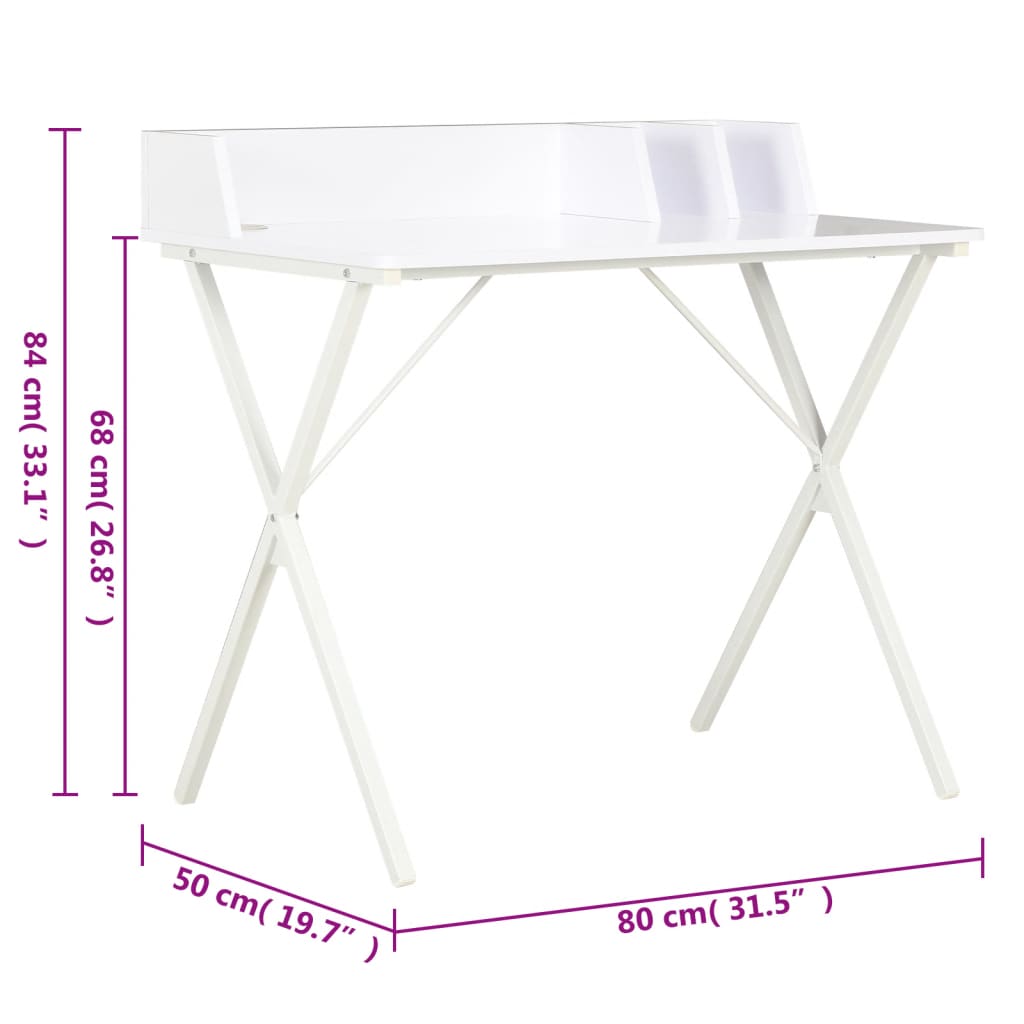 vidaXL Bureau Blanc 80x50x84 cm