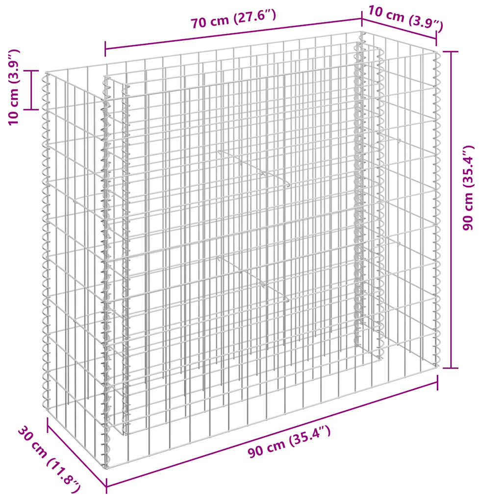 vidaXL Carré potager en gabion Acier galvanisé 90x30x90 cm