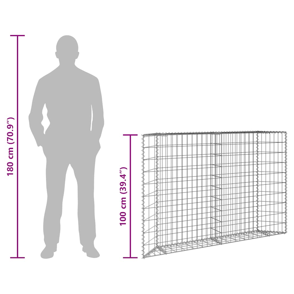 vidaXL Gabionen-Hochbeet Trapezform Verzinkter Stahl 150x20x100 cm