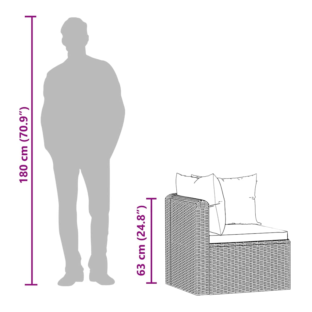 2-tlg. Garten-Sofagarnitur mit Auflagen Poly Rattan Schwarz