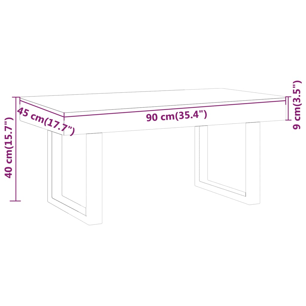 vidaXL Couchtisch Dunkelbraun und Schwarz 90x45x40 cm MDF und Eisen