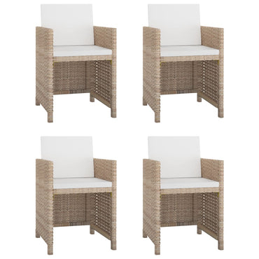 vidaXL 5-tlg. Garten-Essgruppe mit Auflagen Poly Rattan Beige