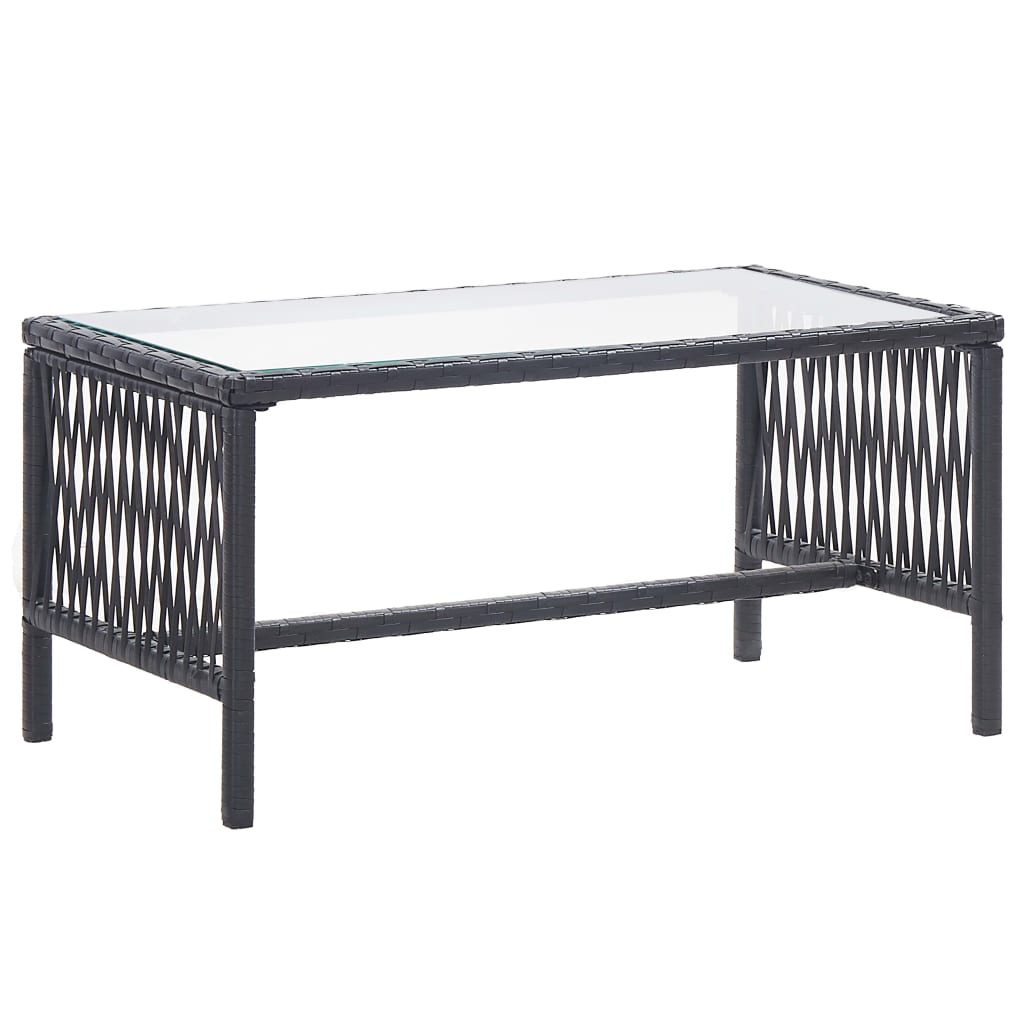 vidaXL Salon de jardin 4 pcs avec coussins résine tressée noir