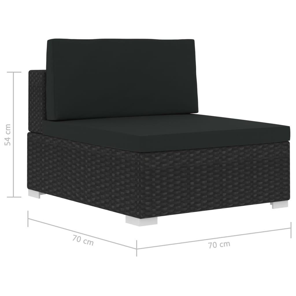 vidaXL 4-tlg. Garten-Sofagarnitur mit Auflagen Poly Rattan Schwarz