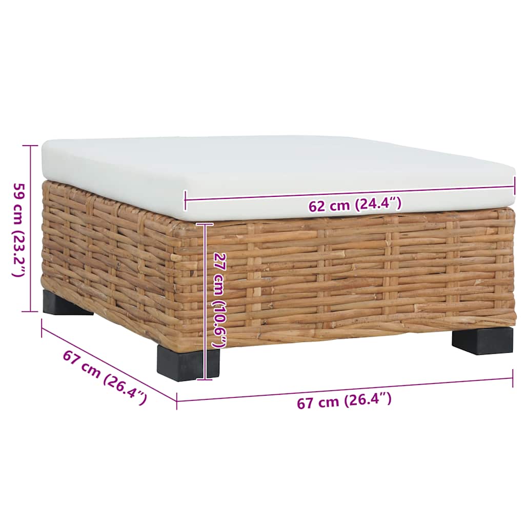 Fußhocker mit Kissen Natürliches Rattan