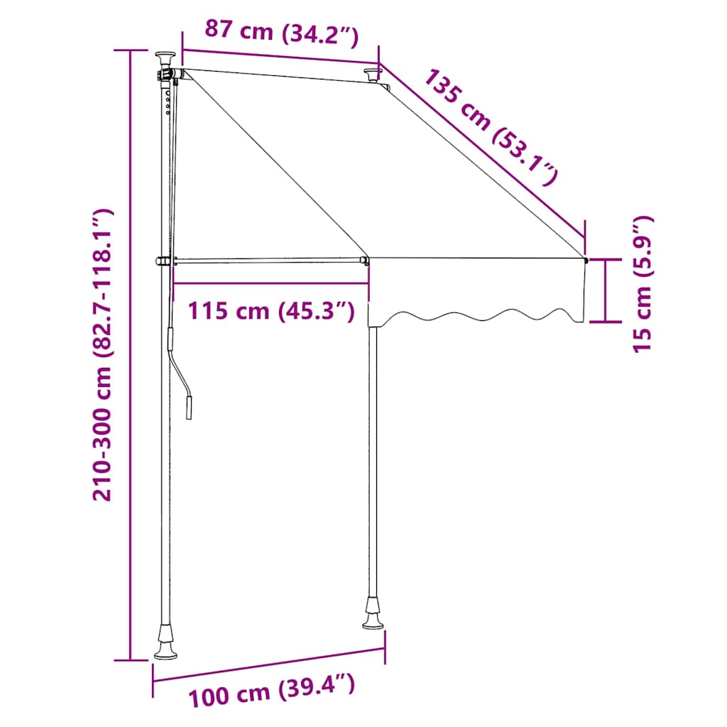vidaXL Einziehbare Markise Handbetrieben 100 cm Orange und Braun