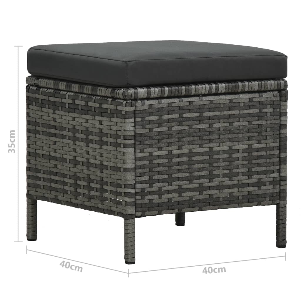 vidaXL 4-tlg. Garten-Sofagarnitur mit Auflagen Poly Rattan Grau