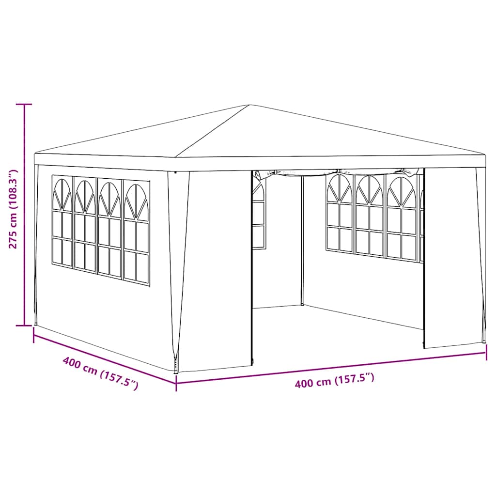 vidaXL Profi-Partyzelt mit Seitenwänden 4×4 m Anthrazit 90 g/m²