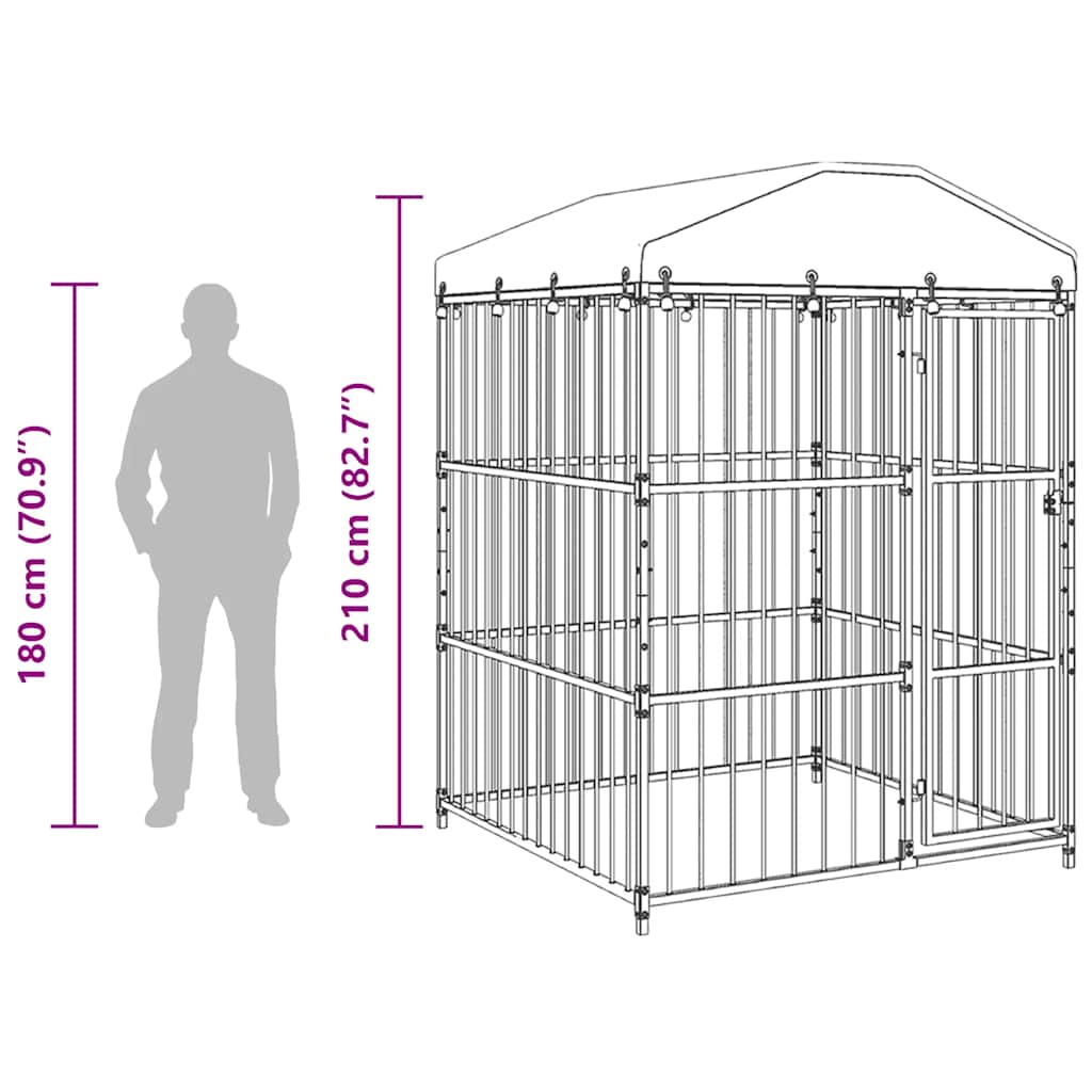 Outdoor-Hundezwinger mit Überdachung 150 x 150 x 200 cm