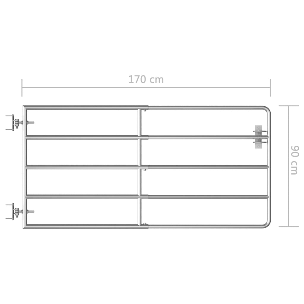 vidaXL 5-Rohr-Weidetor Stahl (95-170)×90 cm Silbern