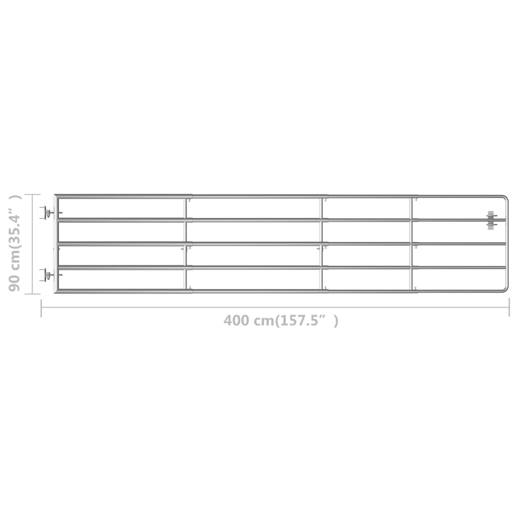 vidaXL 5-Rohre-Weidetor Stahl (150-400)×90 cm Silbern