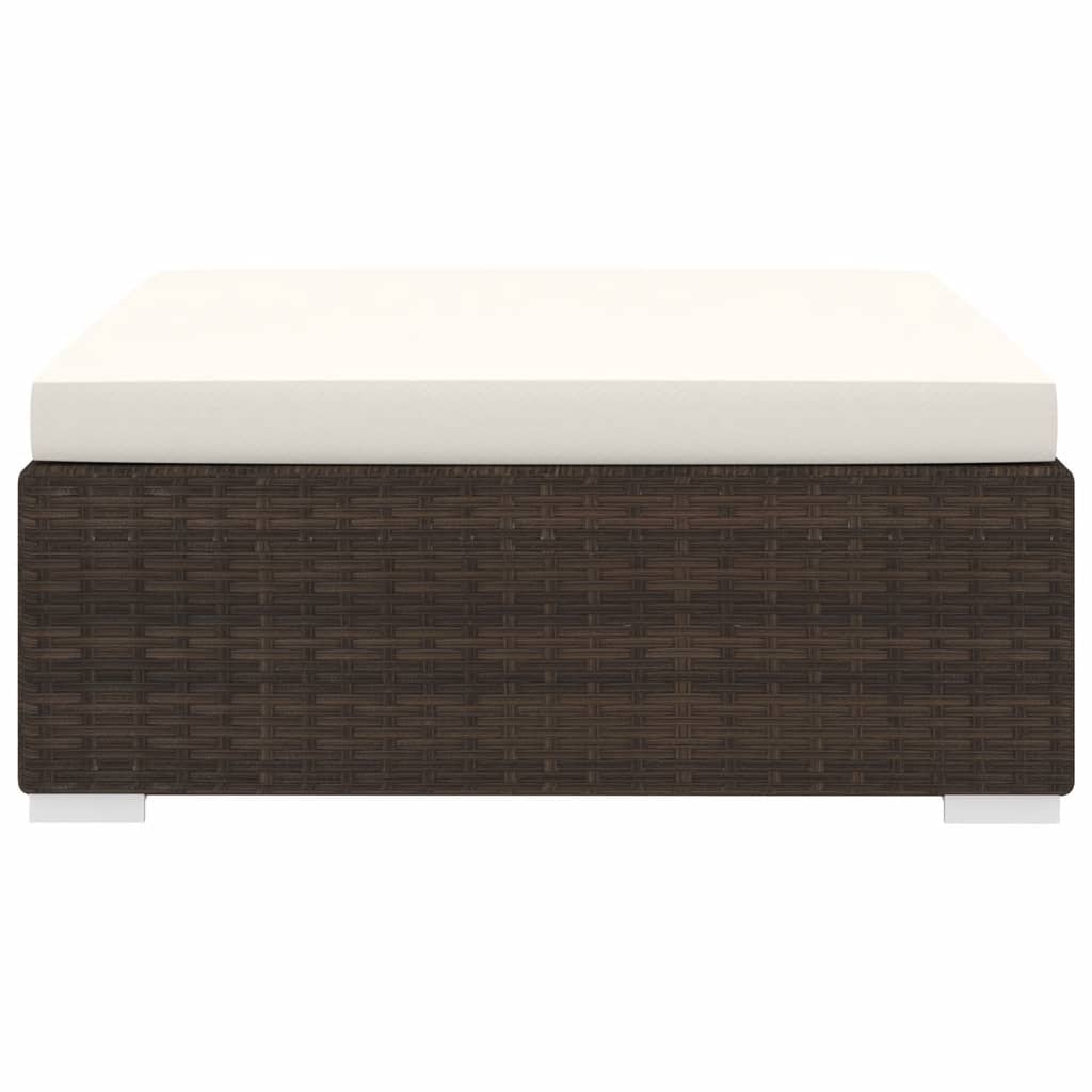 Modular-Fußhocker mit Kissen Poly Rattan Braun