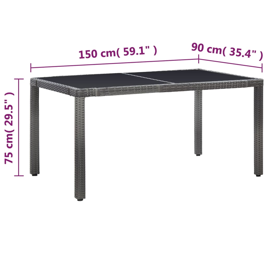 7-tlg. Garten-Essgruppe Poly Rattan Grau