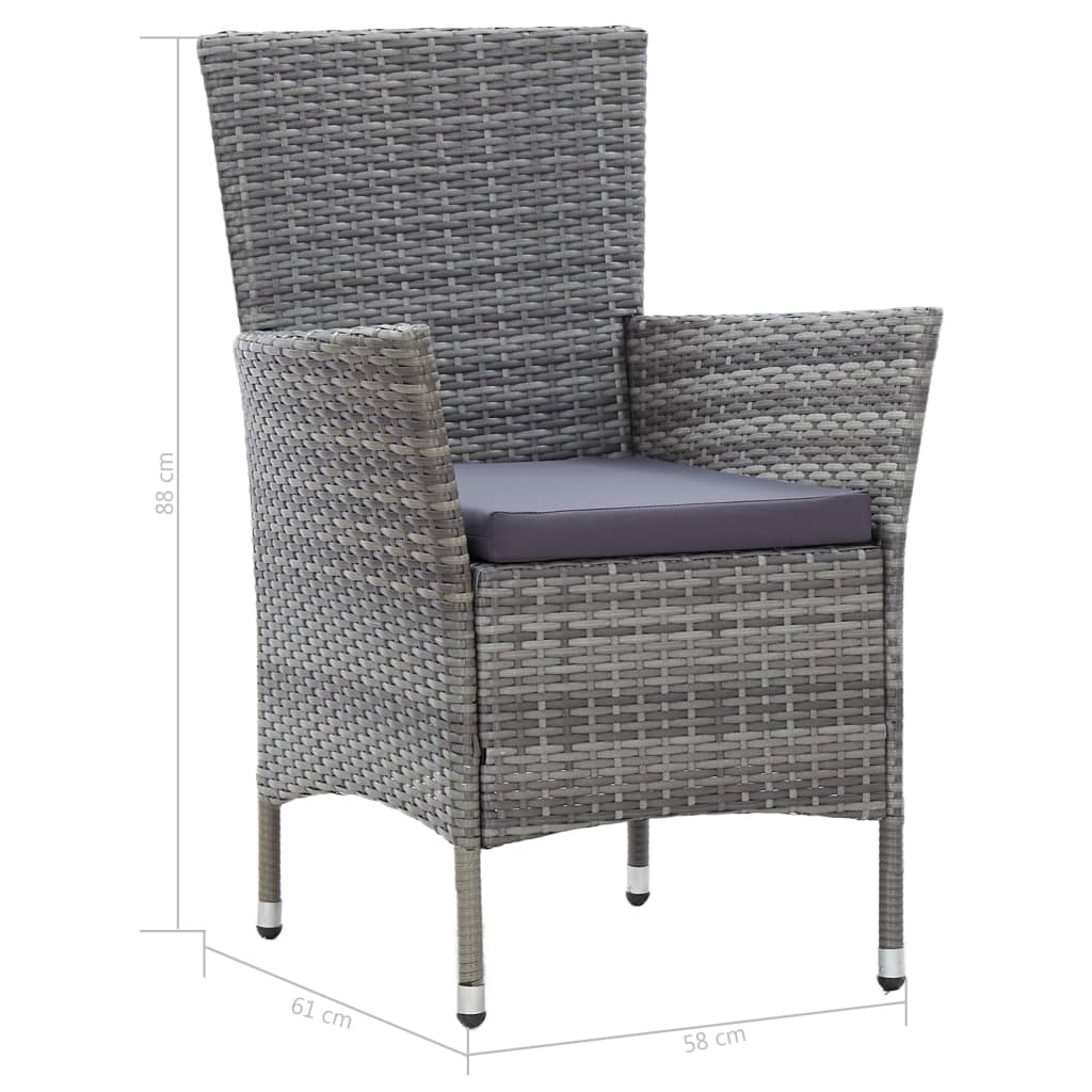 vidaXL Ensemble de salle à manger de jardin 5 pcs avec coussins résine tressée gris