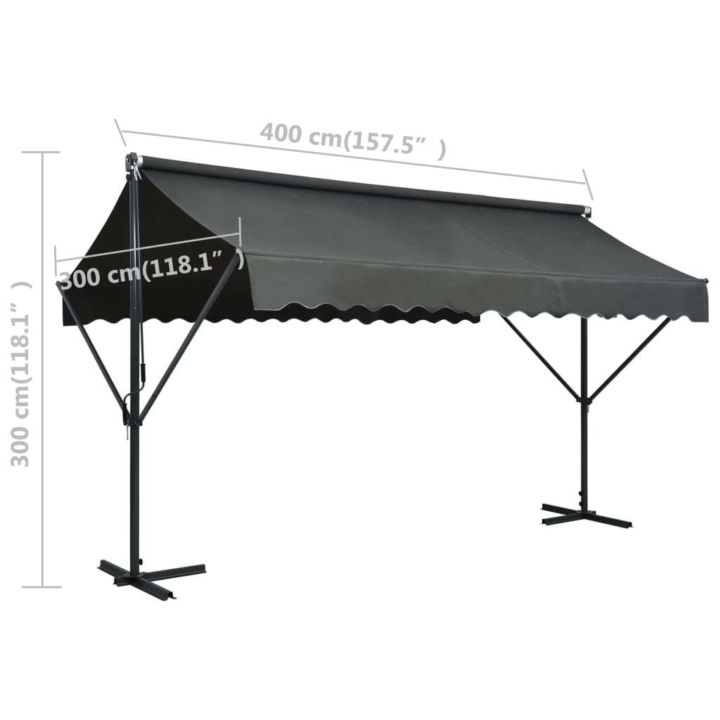 vidaXL Auvent autoportant 400x300 cm Anthracite