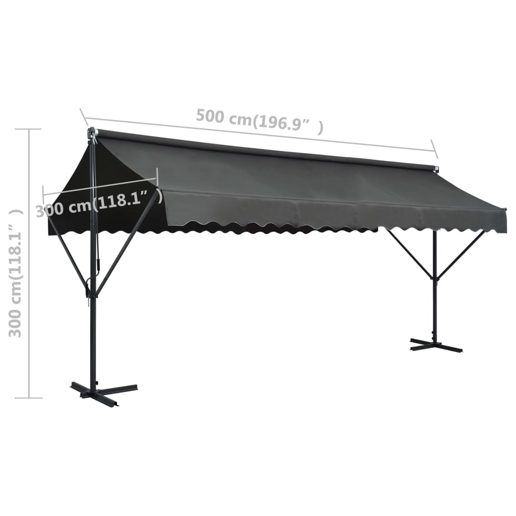 vidaXL Auvent autoportant 500x300 cm Anthracite