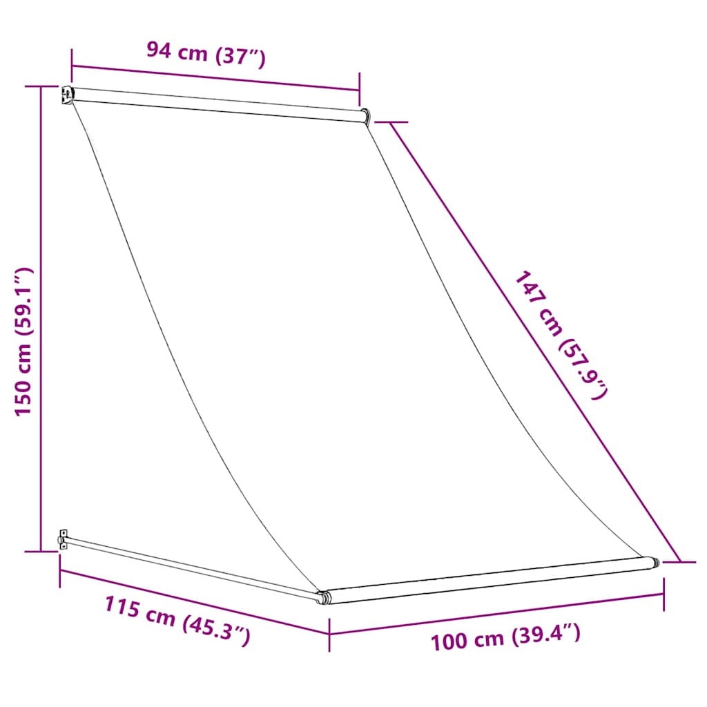 Einziehbare Markise 100×150 cm Anthrazit
