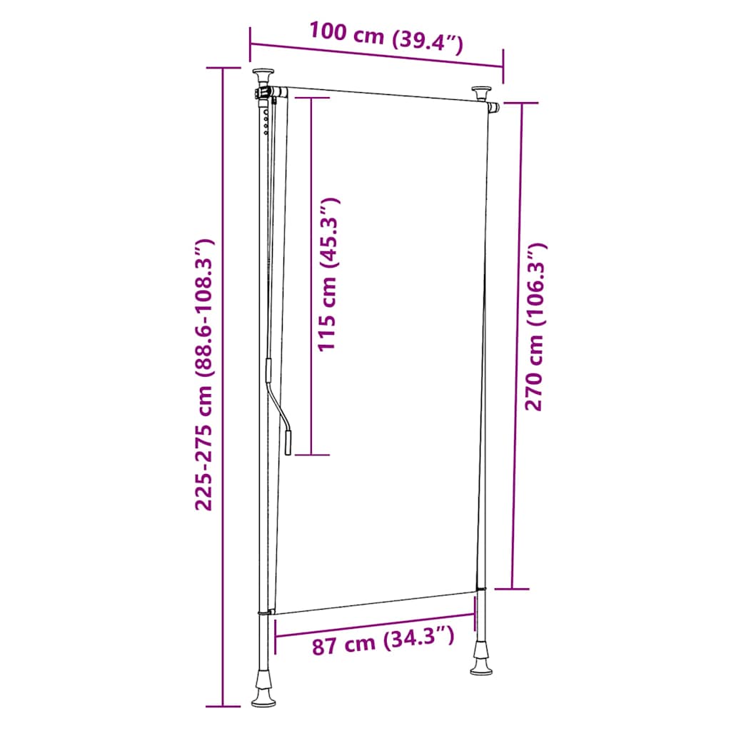 vidaXL Außenrollo 100 x 270 cm Anthrazit