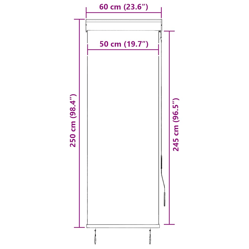vidaXL Store enrouleur d'extérieur 60 x 250 cm Crème