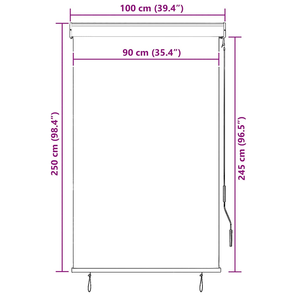 vidaXL Store d'extérieur 100 x 250 cm Blanc et orange
